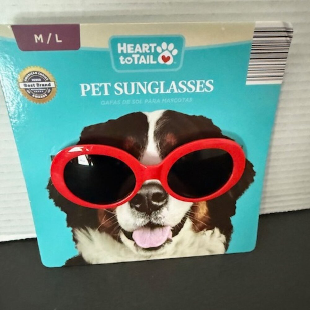 Dog Pet Sunglasses with Hold-On Band Size M/L - Red